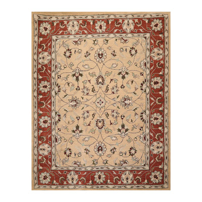 8' x10'  Camel Rust Aqua Color Hand Tufted Hand Made 100% Wool Traditional Oriental Rug