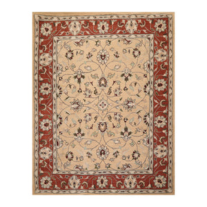 8' x10'  Camel Rust Aqua Color Hand Tufted Hand Made 100% Wool Traditional Oriental Rug