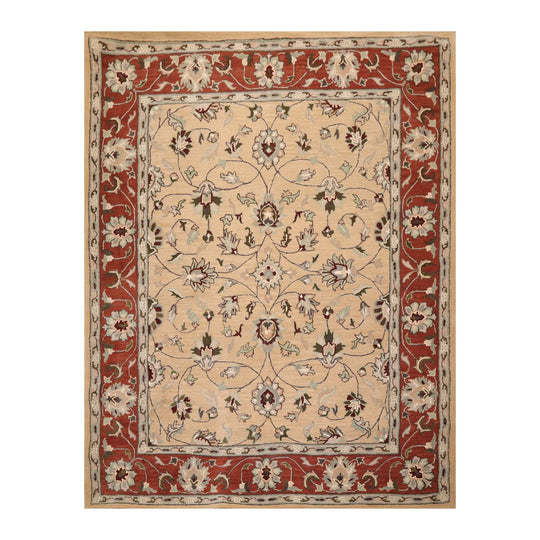 8x10 Camel, Rust Hand Tufted Hand Made 100% Wool Oriental Traditional Oriental Area Rug