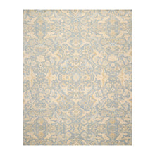 7' 9''x9' 9'' Aqua Beige Gray Color Hand Tufted Hand Made 100% Wool Transitional Oriental Rug