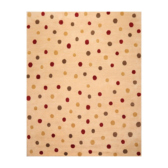 8'1'' x 10' Hand Knotted Tibetan 100% Wool Modern Boho Plus Pile Area Rug Beige