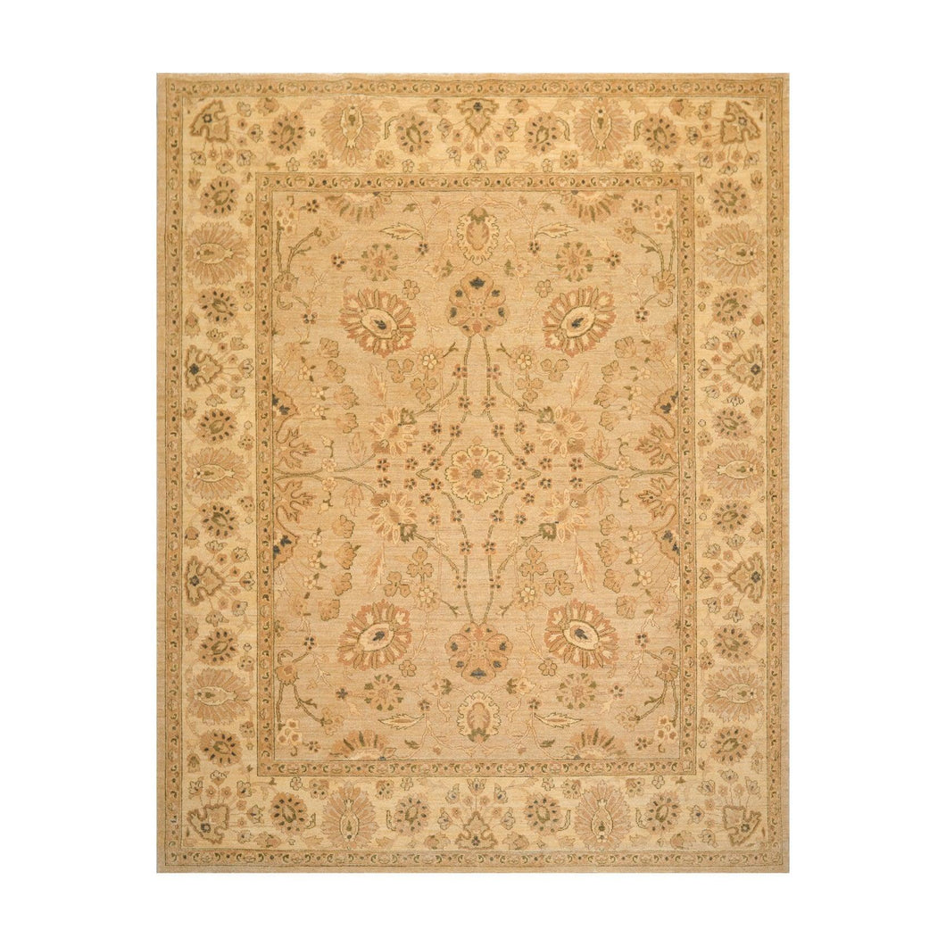 8' 1''x9' 10'' Tan Beige Gold Color Hand Knotted Persian 100% Wool Traditional Oriental Rug