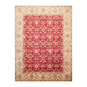 8' x10' 4'' Pomegranate Beige Ivory Color Hand Knotted Persian 100% Wool Traditional Oriental Rug