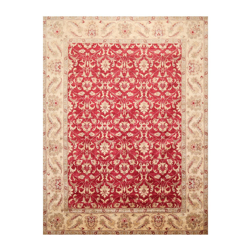 8' x10' 4'' Pomegranate Beige Ivory Color Hand Knotted Persian 100% Wool Traditional Oriental Rug