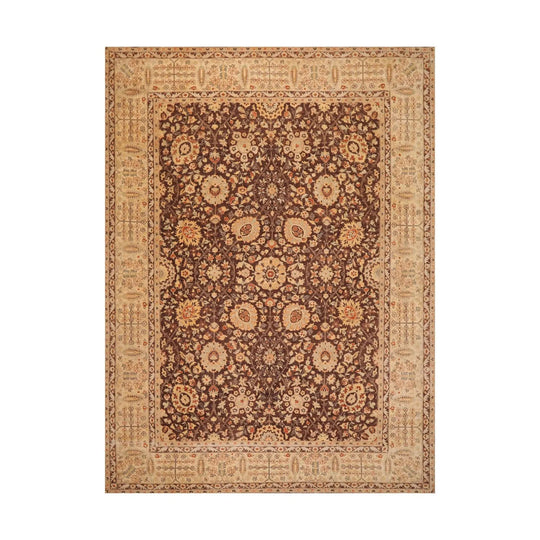 8'10'' x 12'5'' Hand Knotted Wool Peshawar Traditional Oriental Area Rug Brown