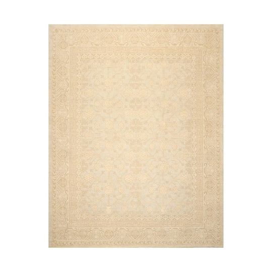 8'2'' x 10'1'' Hand Knotted 100% Wool Peshawar Traditional Muted Area Rug Beige