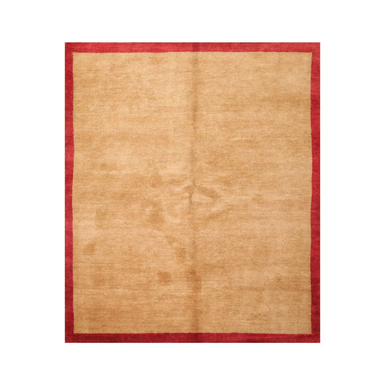 6'4''x7'5'' Square Hand Knotted Wool Tibetan Modern Oriental Area Rug Gold/Red