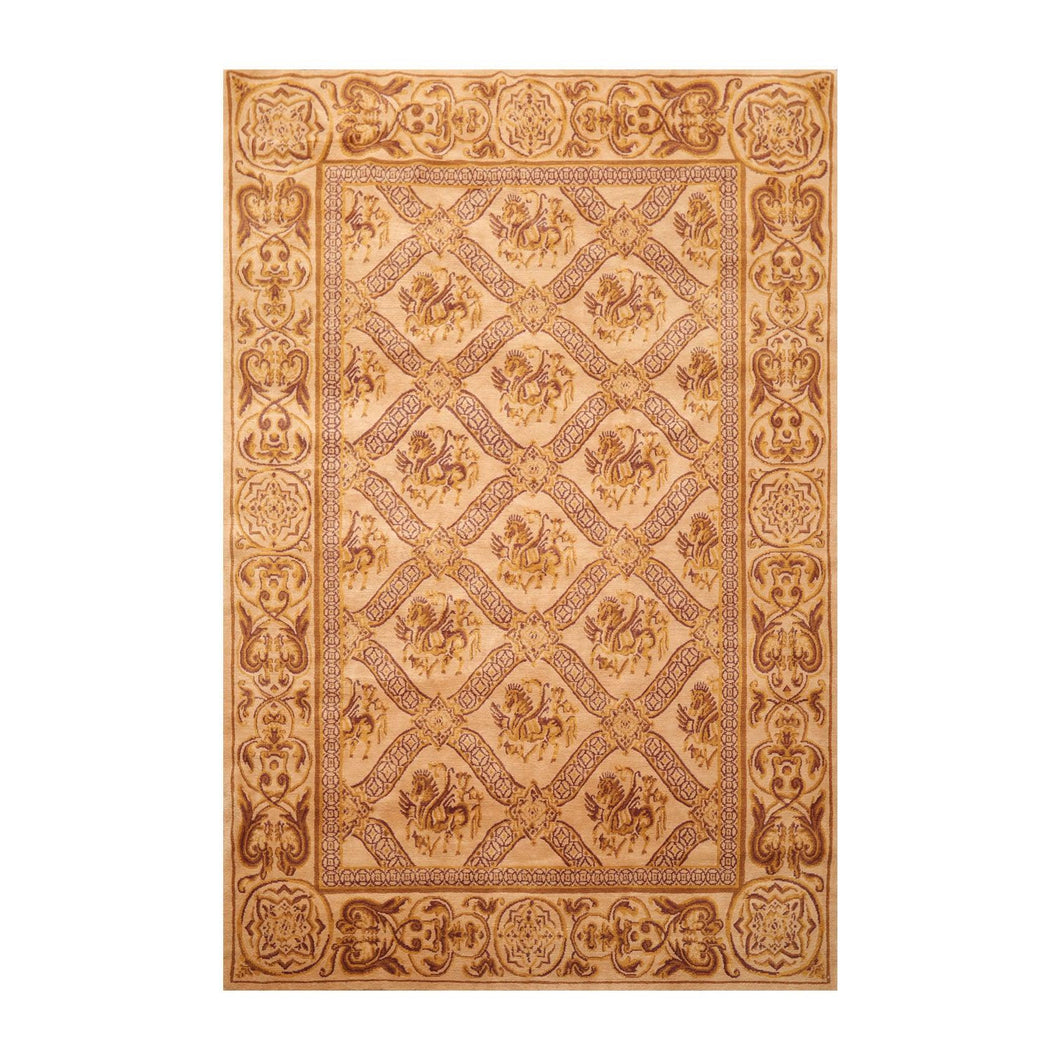 5'10'' x 8'6'' Hand Knotted Wool Tibetan Traditional Oriental Area Rug Caramel - Oriental Rug Of Houston