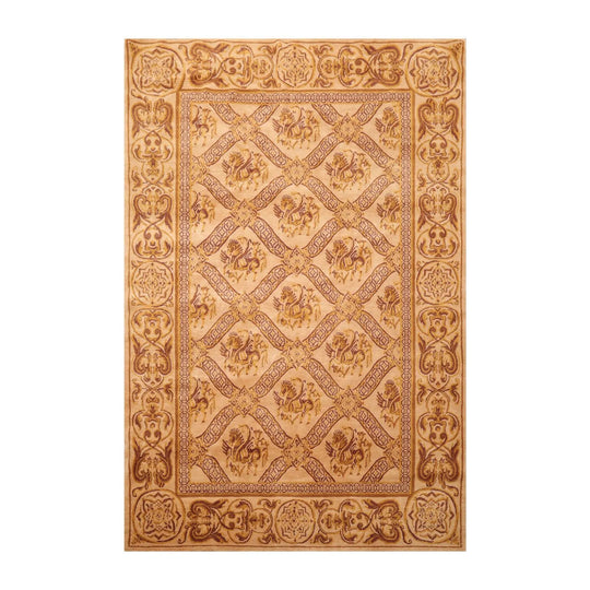 5'10'' x 8'6'' Hand Knotted Wool Tibetan Traditional Oriental Area Rug Caramel