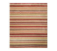 8'1'' x 9'8'' Hand Knotted Tibetan 100% Wool Stripes Oriental Area Rug Rust