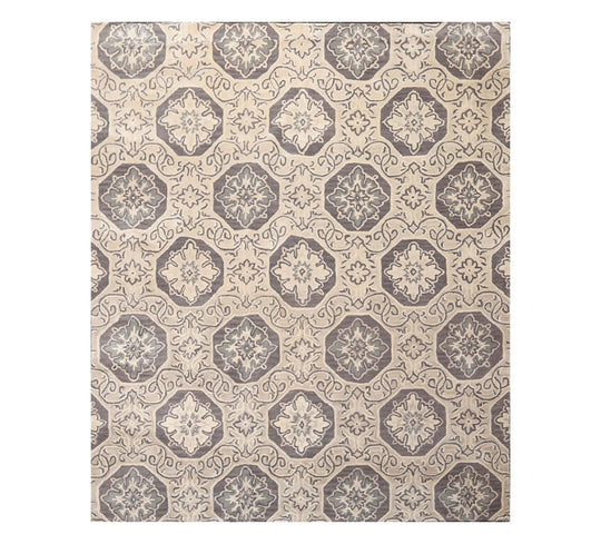 7'5"x9'5" Hanmade Wool & Art Silk Patterned Transitional Oriental Area Rug Gray