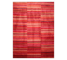 8'2'' x 11'6'' Hand Knotted Tibetan Wool Stripes Modern Oriental Area Rug Red