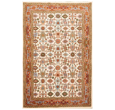 4' x 6' Hand Knotted 100% Wool Kashan Traditional Oriental Area Rug Cream - Oriental Rug Of Houston