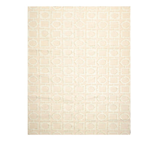 7' 11''x9' 11'' Beige Sea Foam Tan Color Hand Knotted Tibetan Cotton & Silk Modern & Contemporary Oriental Rug