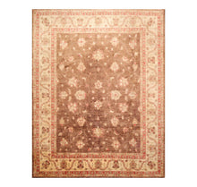 7' 11''x9' 5'' Brown Beige Coral Color Hand Knotted Persian 100% Wool Traditional Oriental Rug