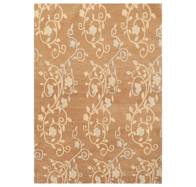 3'11'' x 5'11'' Hand Knotted Tibetan 100% Wool Scrolls Oriental Area Rug Caramel - Oriental Rug Of Houston
