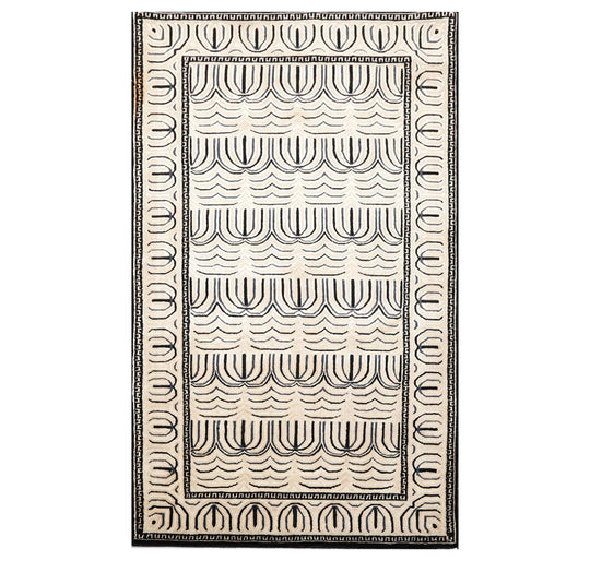 3' x 4'11" Hand Knotted Tibetan Wool & Silk Hip Designer 200 KPSI Area Rug Cream