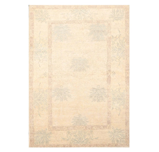 3'11'' x 5'11'' Hand Knotted Tibetan 100% Wool Floral Oriental Area Rug Beige