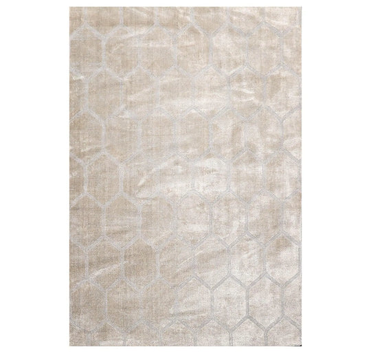 5' x 7' Hand Knotted Tibetan 100% Viscose Honeycomb Oriental Area Rug Gray