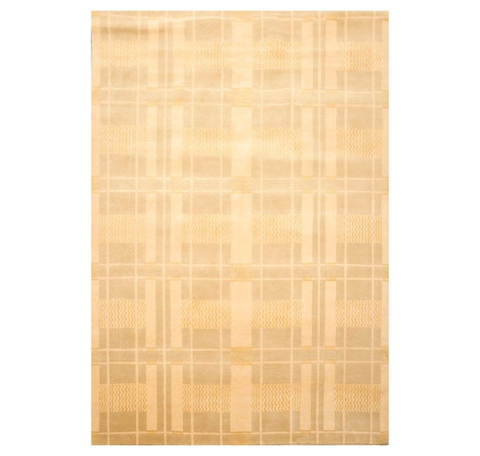 5'11" x 8'8" Hand Knotted Tibetan 100% Wool Hip Designer Area Rug Beige