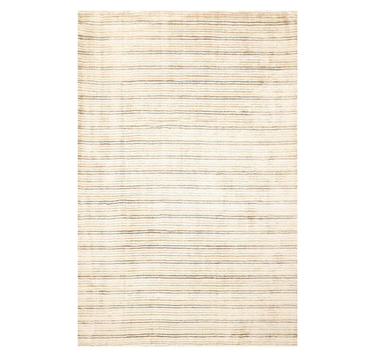 5' x 7'4'' Handmade 100% Wool Designer Stripes Modern Oriental Area Rug Beige