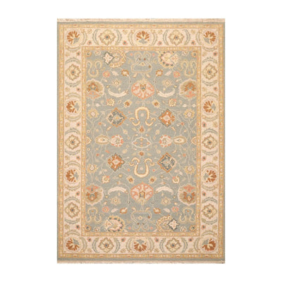 6'1'' x 9' Hand Knotted Wool Oushak Traditional Area Rug Slate - Oriental Rug Of Houston