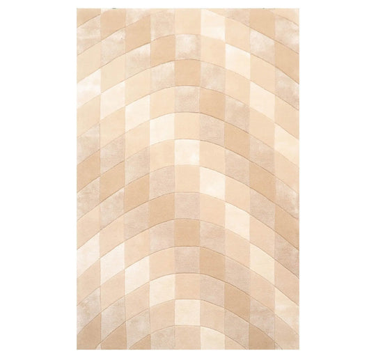 5' x 7'6'' Handmade Wool & Art Silk Hip Designer Area Rug Beige Ivory, Taupe