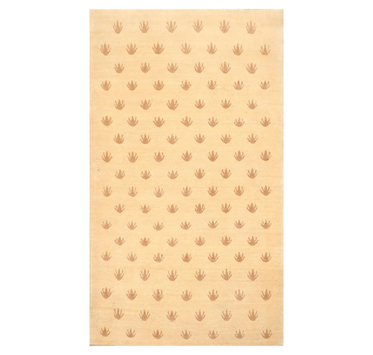 3' x 4'11'' Hand Knotted Tibetan 100% Wool Frog Foot Area Rug Caramel Brown