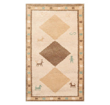 3' x 5' Hand Knotted 100% Wool Gabbeh Modern Plush Pile Area Rug Beige
