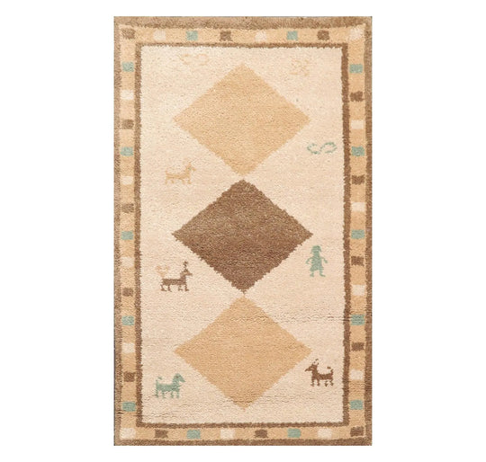 3' x 5' Hand Knotted 100% Wool Gabbeh Modern Plush Pile Area Rug Beige