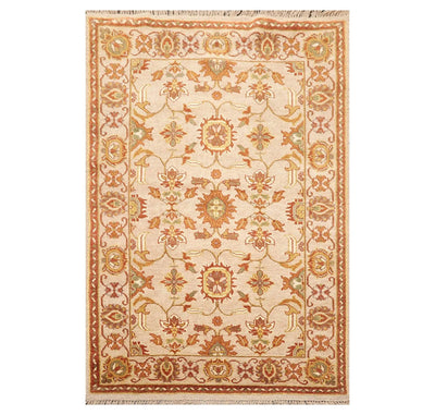 4' x 5'11'' Hand Knotted 100% Wool Oushak Traditional Area Rug Taupe, Beige - Oriental Rug Of Houston
