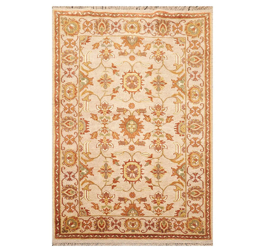 4' x 5'11'' Hand Knotted 100% Wool Oushak Traditional Area Rug Taupe, Beige