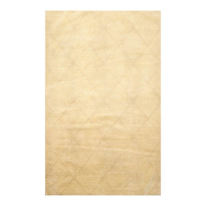4' 2''x5' 11'' Pistacchio Beige Color Hand Knotted Tibetan 100% Wool Modern & Contemporary Oriental Rug