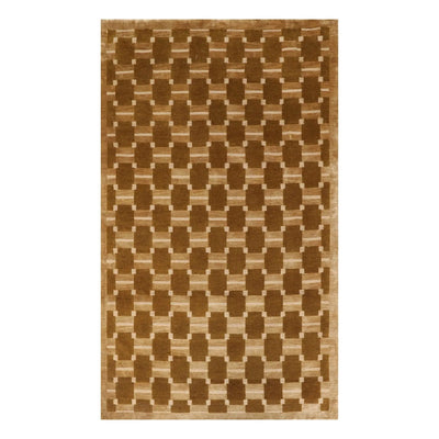 3'11'' x 5'11'' Hand Knotted Tibetan Wool & Silk Basket Weave Area Rug Brown - Oriental Rug Of Houston