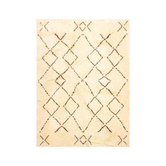 6'6'' x 8'1'' Hand Knotted Shag 100% Wool Moroccan Oriental Area Rug Ivory