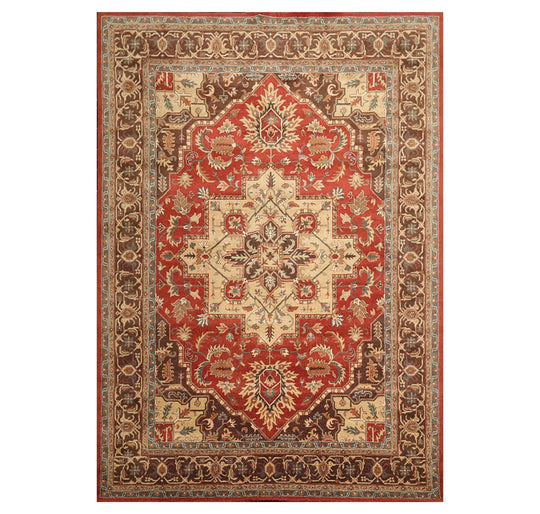 9x12 Burnt Orange Hand Tufted Handmade 100% Wool Heriz Traditional Oriental Area Rug