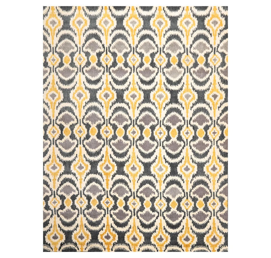 8' x 10' Handmade 100% Wool Bold Ikat Modern Oriental Area Rug Beige