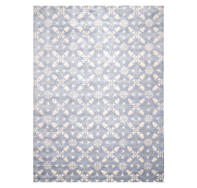 9'6'' x 12'5'' Handmade Wool & Art Silk Botanical Oriental Area Rug Blue, Ivory - Oriental Rug Of Houston