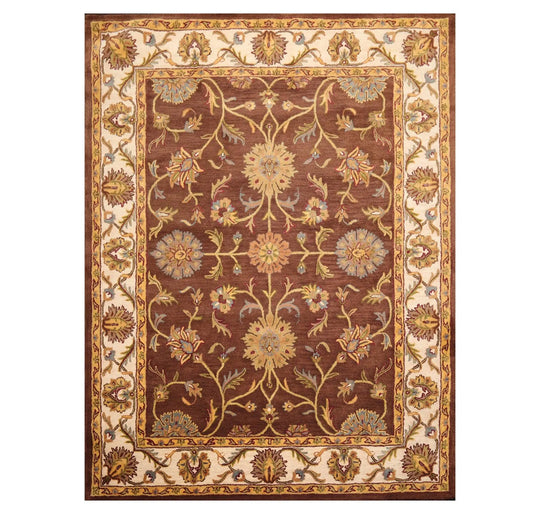 7'9'' x 9'9'' Handmade 100% Wool Kashan Traditional Oriental Area Rug Brown