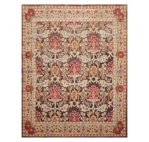 7' 9''x9' 9'' Brown Beige Caramel Color Hand Tufted Hand Made 100% Wool Traditional Oriental Rug