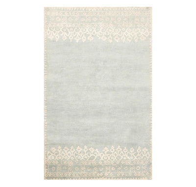 5' x 8' Handmade 100% Wool Patterned Transitional Oriental Area Rug Aqua Beige - Oriental Rug Of Houston