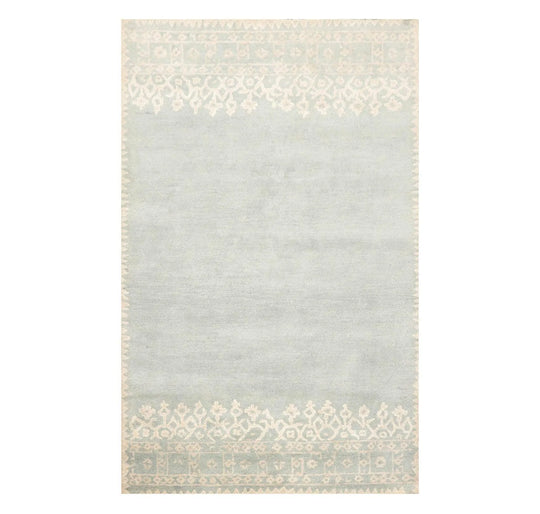 5' x 8' Handmade 100% Wool Patterned Transitional Oriental Area Rug Aqua Beige
