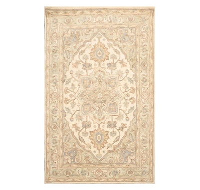 5' x 8' Handmade 100% Wool Tabriz Traditional Oriental Area Rug Beige, Mint - Oriental Rug Of Houston