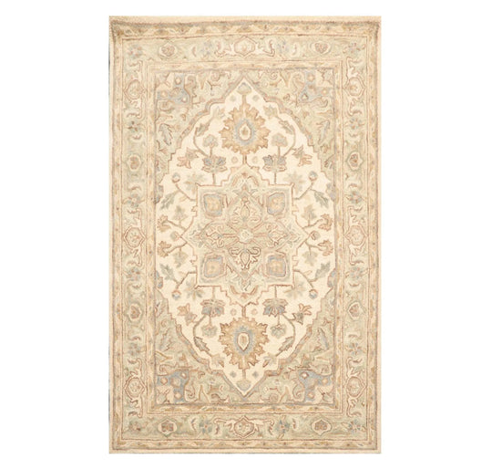 5' x 8' Handmade 100% Wool Tabriz Traditional Oriental Area Rug Beige, Mint
