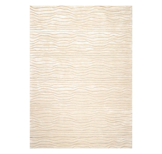 7'9" x 10'10" Handmade 100% Faux Silk Modern Area Rug Beige
