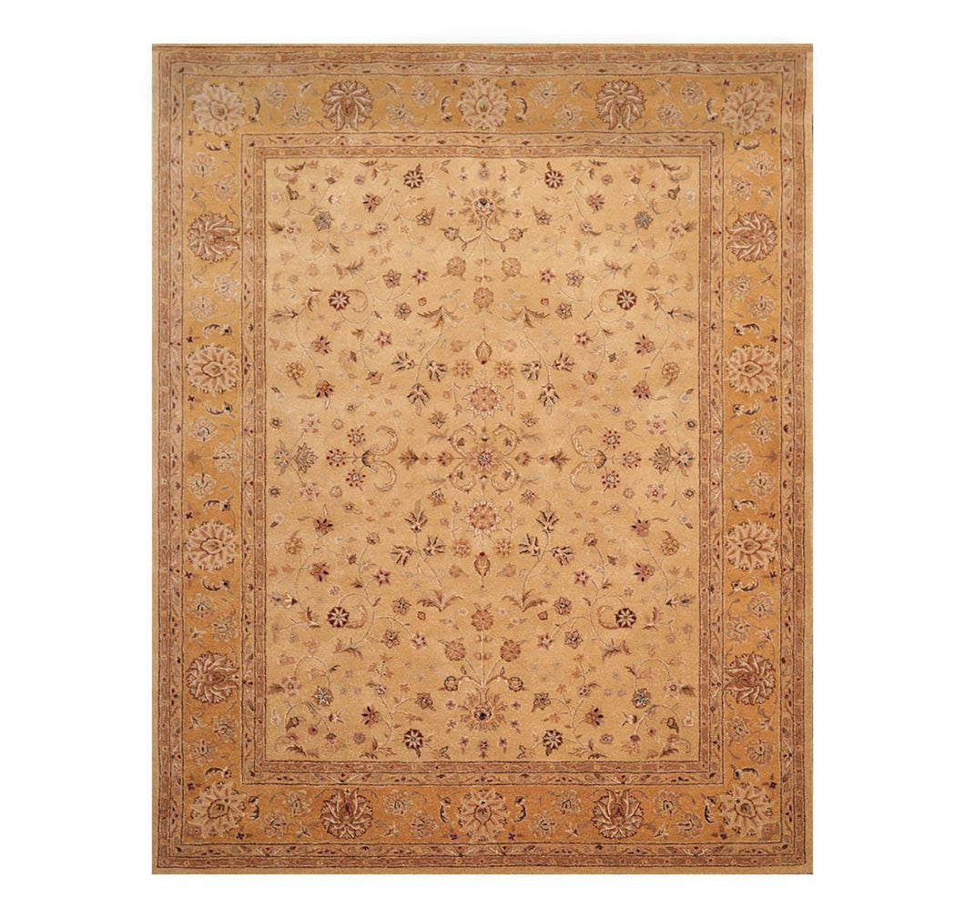 7' 9''x9' 9'' Tan Gold Brown Color Hand Tufted Hand Made 100% Wool Traditional Oriental Rug