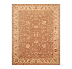 7' 9''x9' 9'' Brown Beige Burgundy Color Hand Tufted Hand Made 100% Wool Traditional Oriental Rug