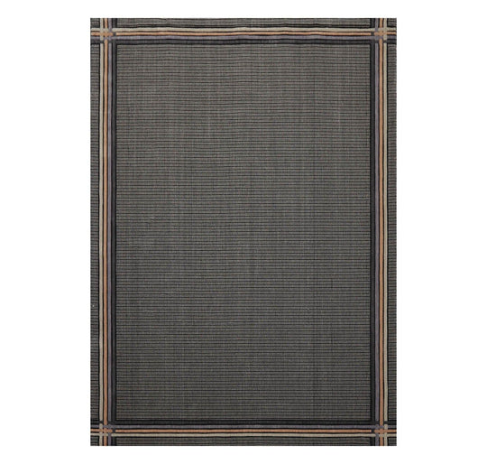 7'9" x 10'10" GR101 Midnight 100% Wool Modern Oriental Area Rug Black