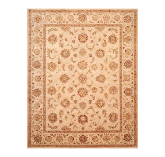 7'9" x 9'9" Handmade 100% Wool Oriental Area Rug Tan