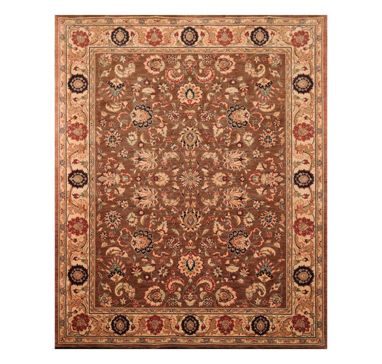 8x10 Brown Machine Made Parthia Ahar Khaki 100% Wool Traditional Oriental Area Rug